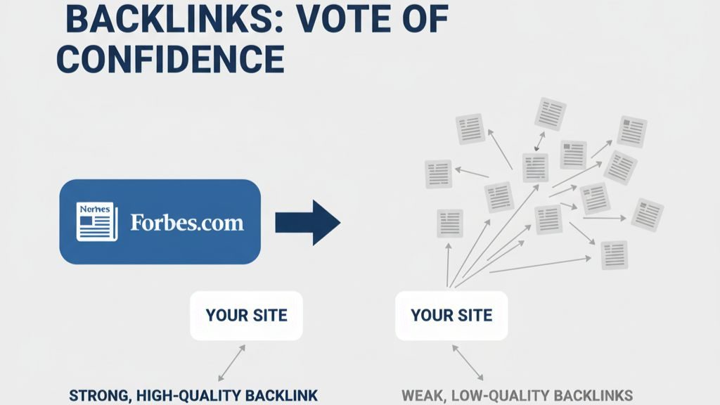Backlinks (The vote of confidence), given by authoritative site like Forbes.