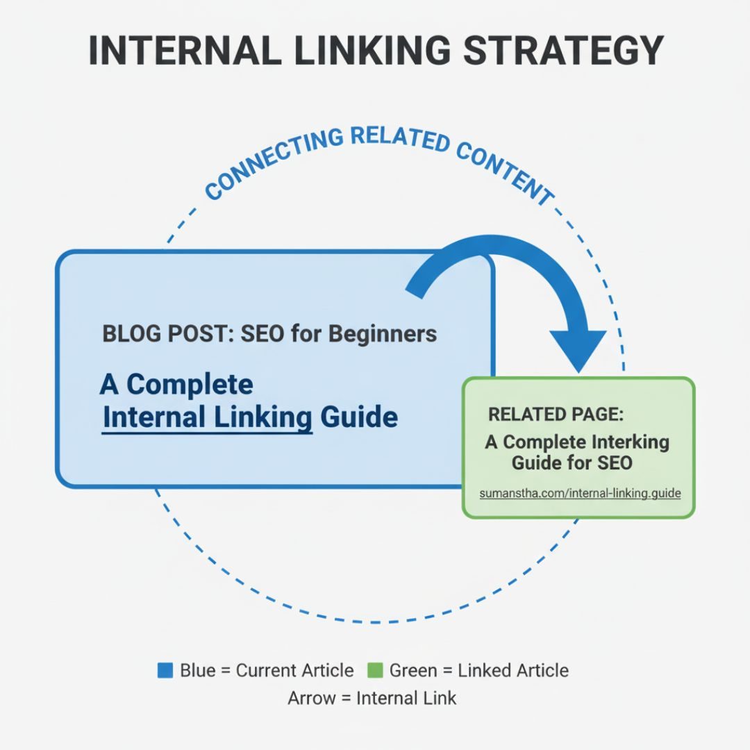 Internal linking strategy from current blog to other related blog or content.