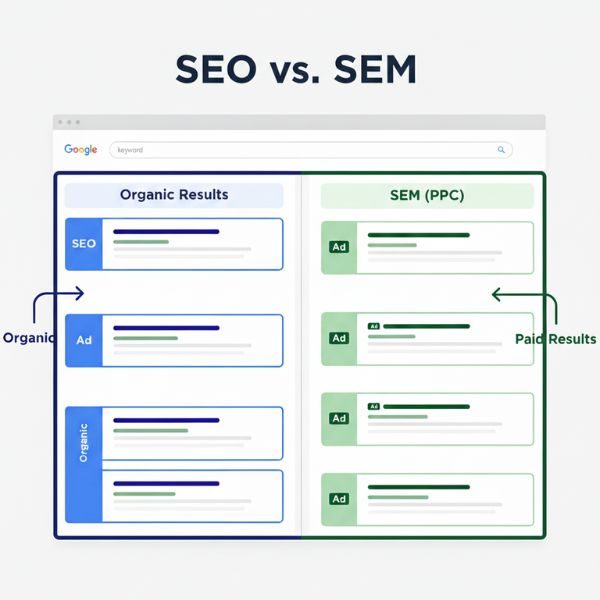 SEO (Search Engine Optimization) Vs SEM (Search Engine Marketing) or PPC (Pay Per Click)