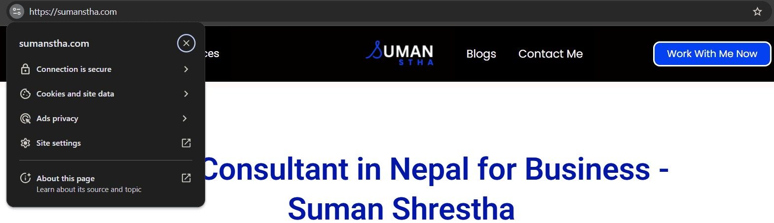 Set Up Website Security on my site "Suman Stha".