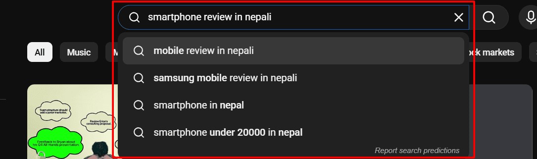 YouTube Search Bar Auto Keyword Suggestion Keywords Research